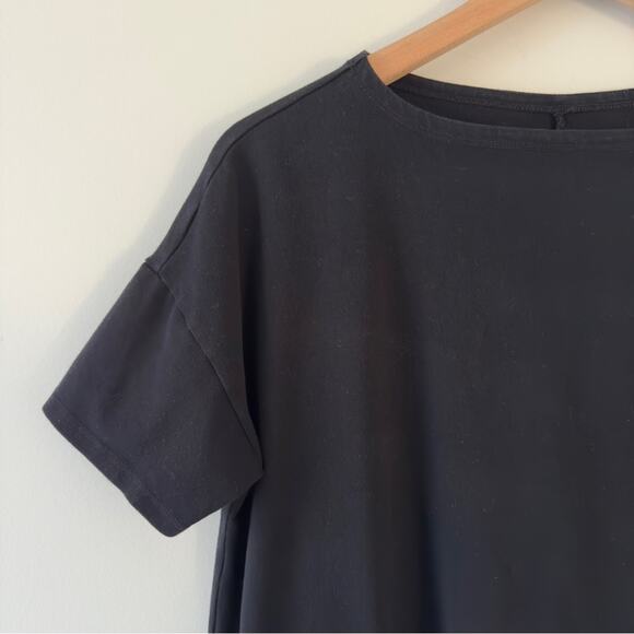 Eileen Fisher Cotton Blend Short Sleeve Square Mini Dress Pockets Casual stretch - Picture 6 of 9